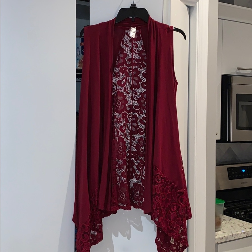 Red cardigan
